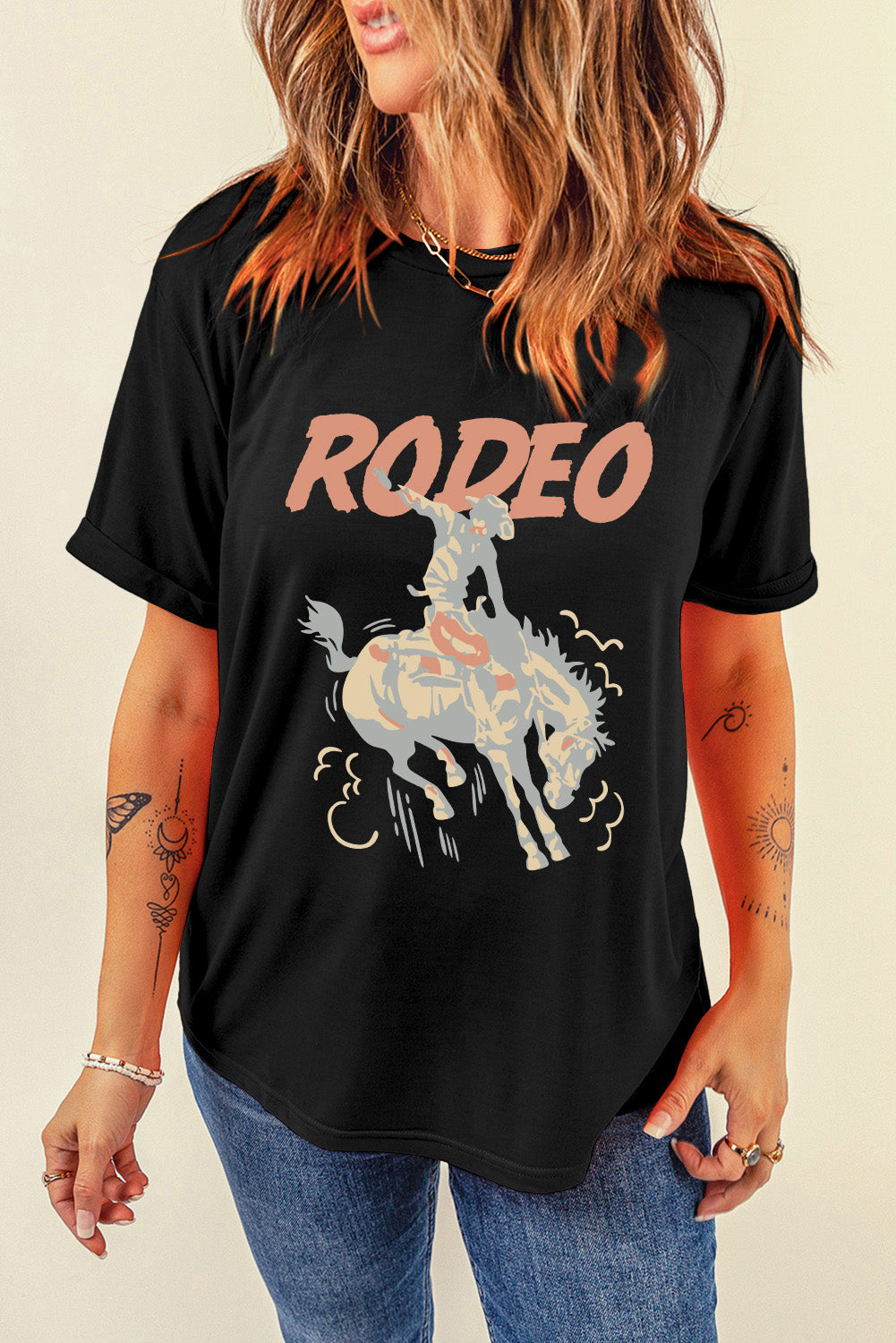 Camiseta de manga corta con cuello redondo y estampado gráfico
