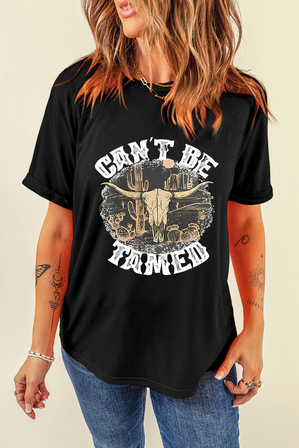 Camiseta de manga corta con cuello redondo y estampado gráfico