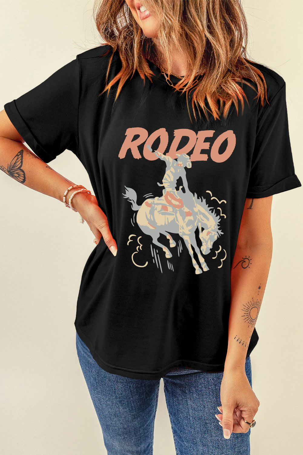 Camiseta de manga corta con cuello redondo y estampado gráfico