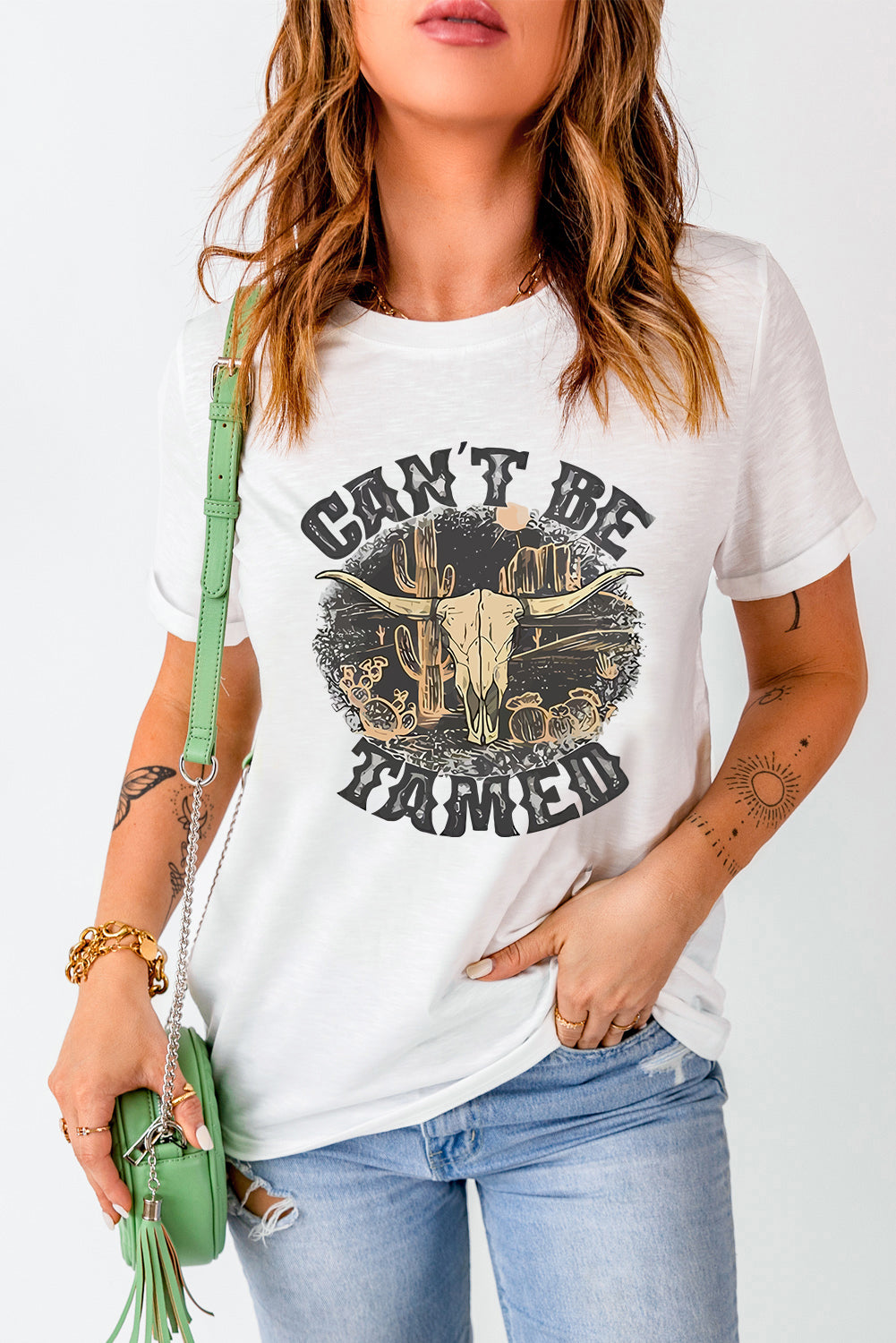 Camiseta de manga corta con cuello redondo y estampado gráfico
