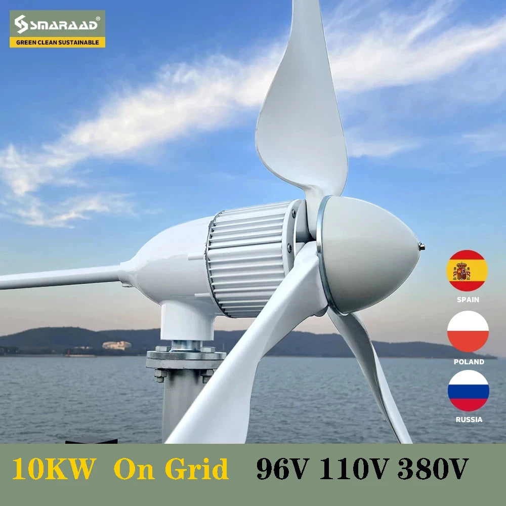 5KW Wind Turbine Generator 48V 96V On Grid Free Energy Generators Free Energy Windmill With MPPT Controller Inverter