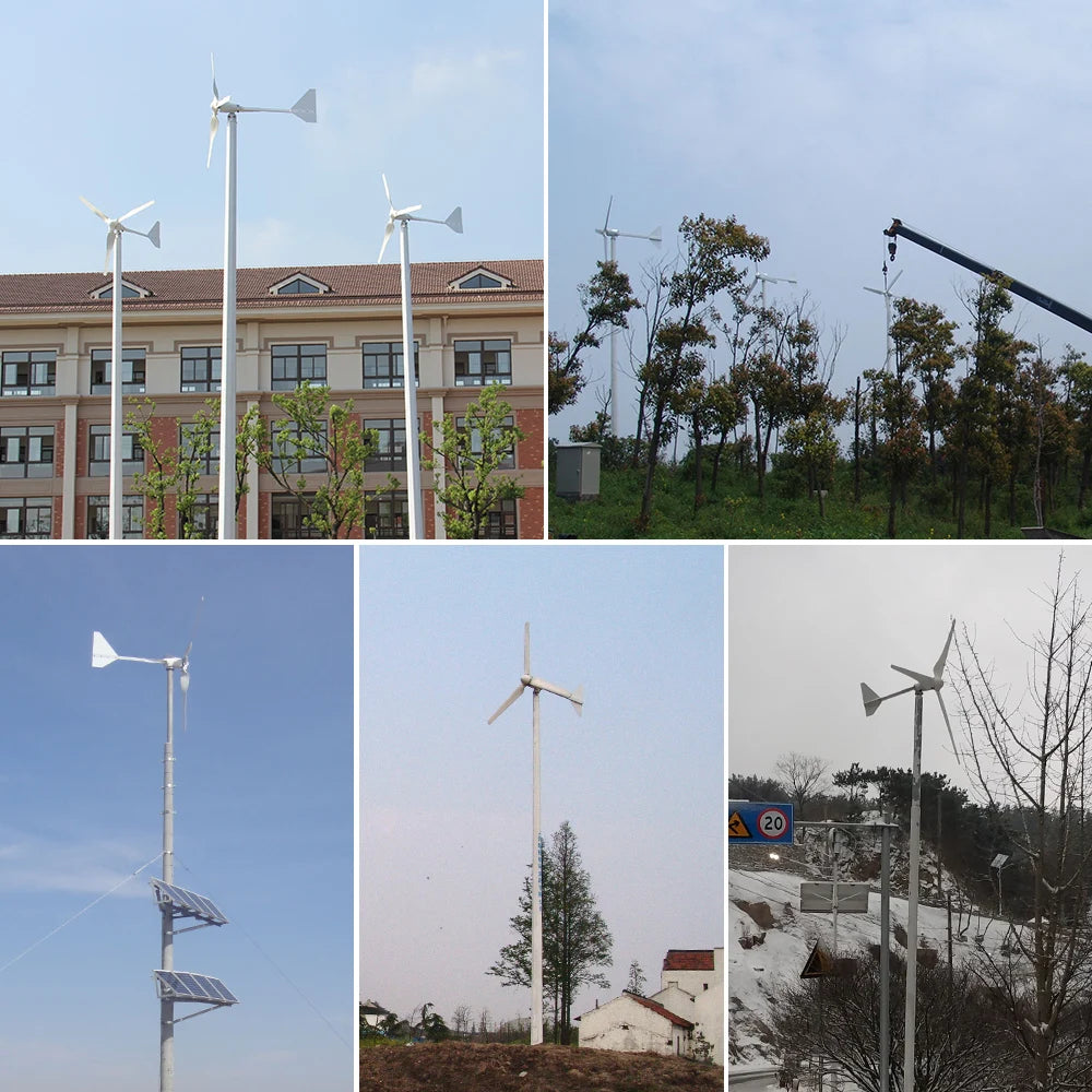 5KW Wind Turbine Generator 48V 96V On Grid Free Energy Generators Free Energy Windmill With MPPT Controller Inverter